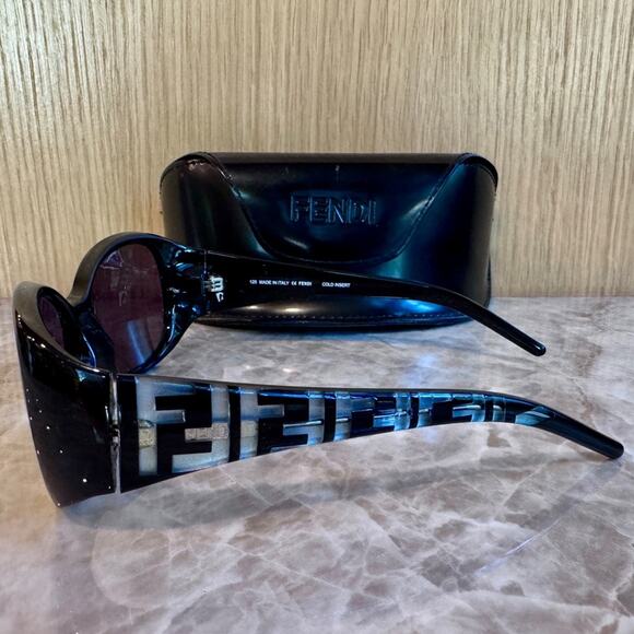Authentic Fendi vintage Y2K Black and Silver FF logo Sunglasses - Picture 10 of 12